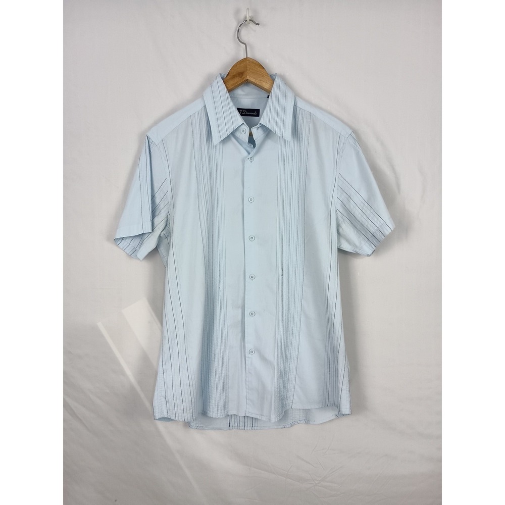 7 DIAMONDS Men's XL Bowling Shirt Geometric Lines All Over Design Button Up
